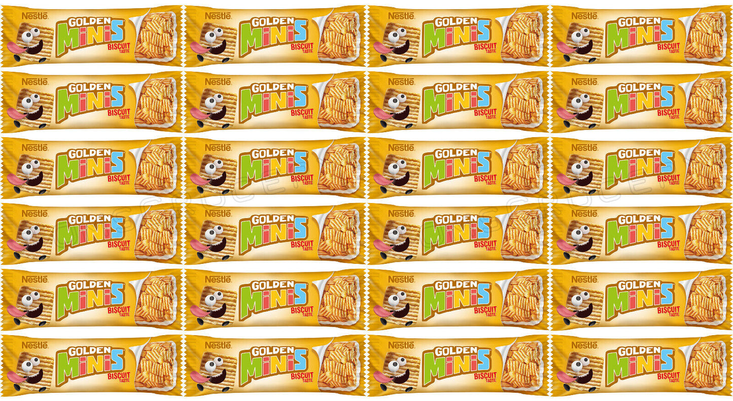 24 GOLDEN MINIS Biscuit Taste Breakfast Cereal Bars Snacks Sweets 25g 0.88oz