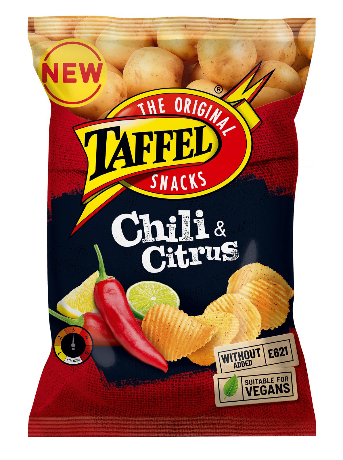 5 TAFFEL CHILI & CITRUS Flavor Potato Chips Snacks Crisps Vegan 130g 4.6oz