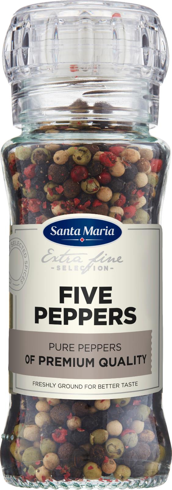 SANTA MARIA FIVE PEPPERS Grinder Premium Quality Spices Seasoning 60g 2.1oz