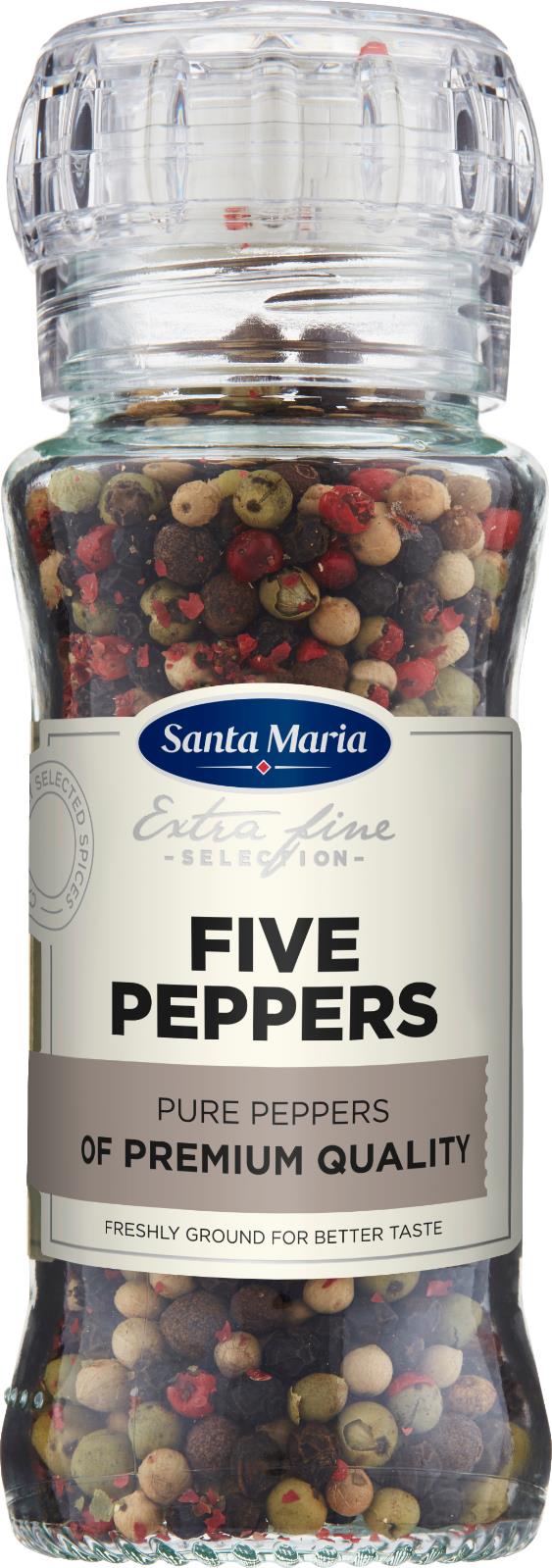 3pcs SANTA MARIA FIVE PEPPERS Grinder Premium Quality Spices Seasoning 60g 2.1oz