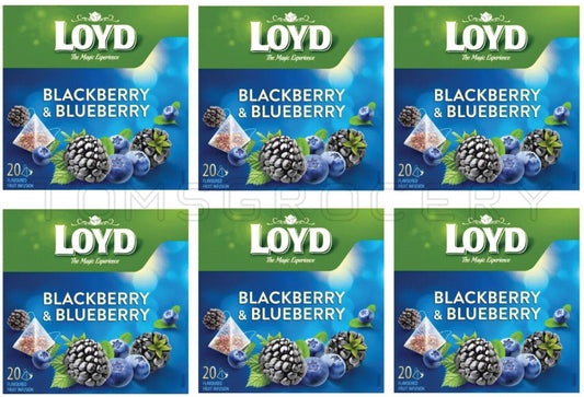 6 LOYD BLACKBERRY & BLUEBERRY Flavor Fruit Tea Boxes (120 servings)