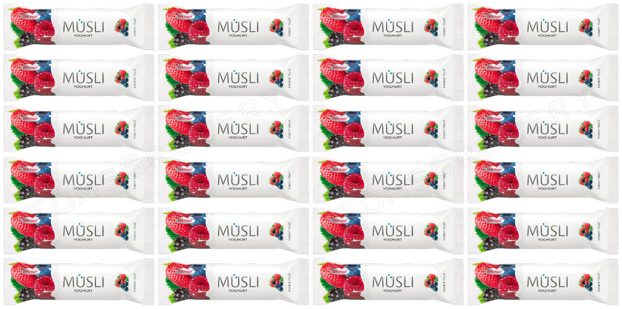 24 TEKMAR MUSLI Forest Fruit & Yogurt Breakfast Cereal Bars Snacks 30g 1.05oz