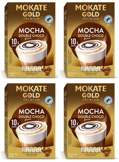 4 MOKATE GOLD PREMIUM MOCHA DOUBLE CHOCO Instant Coffee Drink Boxes 140g 5oz