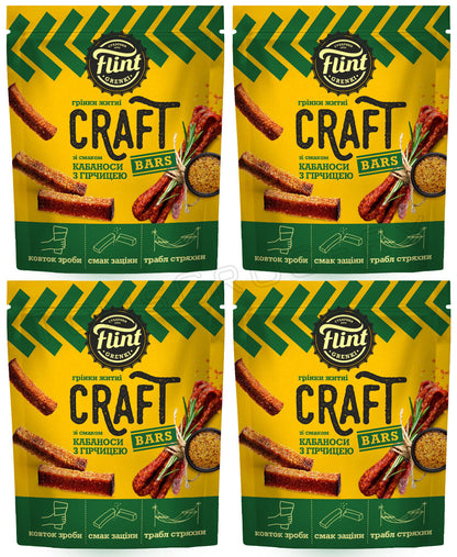 4 FLINT CRAFT CABANOSSI & MUSTARD Flavor Bread Bars Crisps Snacks 90g 3.1oz