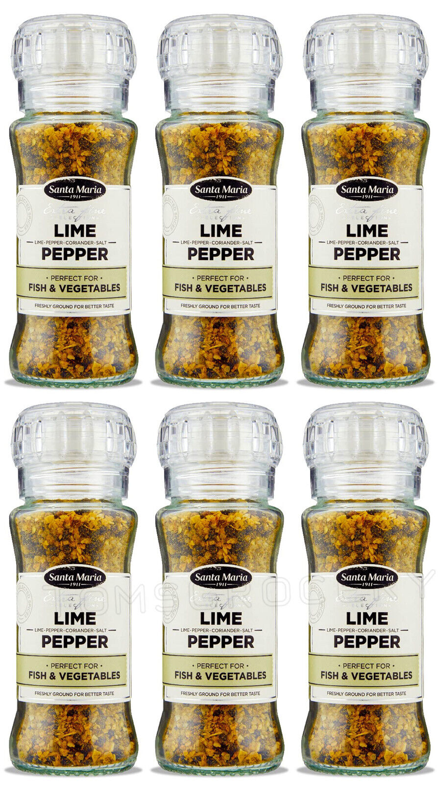6 SANTA MARIA LIME PEPPER Spice Grinders Seasoning For Fish & Vegetable 90g