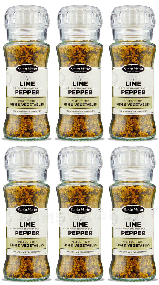 6 SANTA MARIA LIME PEPPER Spice Grinders Seasoning For Fish & Vegetable 90g