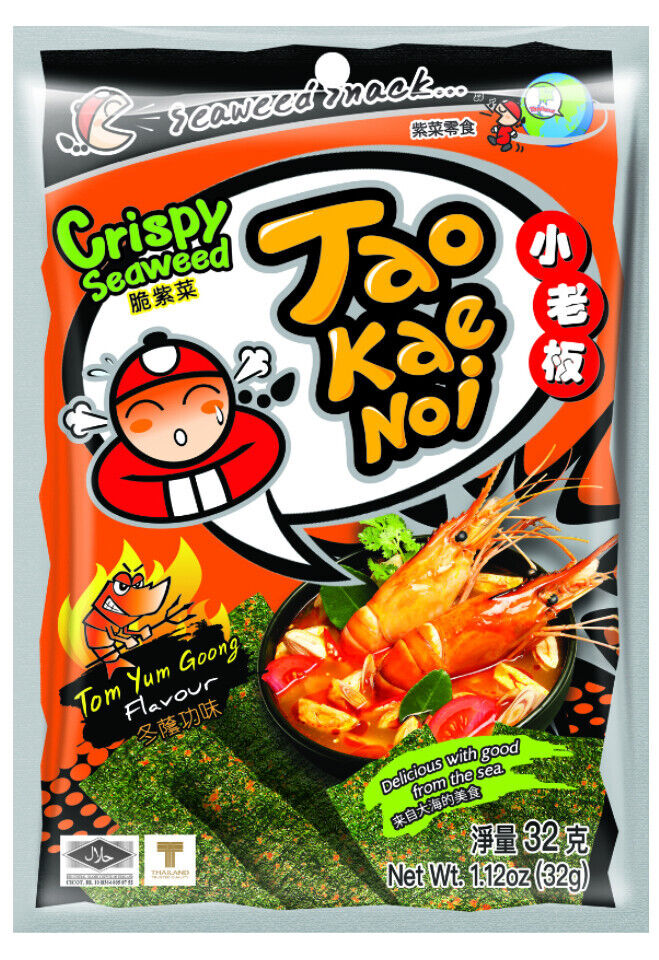 TAOKAENOI Crispy Seaweed Snack Tom Yum Goong Flavor Asian Treats 32g 1.12oz