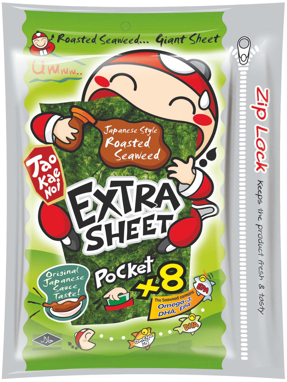 TAOKAENOI Roasted Seaweed Snack Giant Sheet Japanese Sauce Taste 12.8g 0.45oz