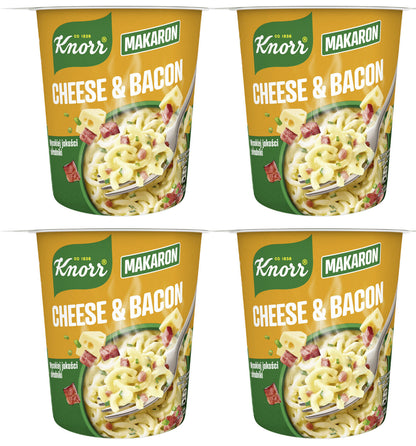 4 KNORR CHEESE & BACON Flavor Noodle Buckets Instant Quick Prep Meal 71g 2.5oz