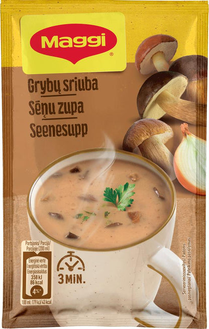 30 MAGGI CREAMY MUSHROOM Flavor Instant Soup Sachets Quick Hot Mug Meal 22g