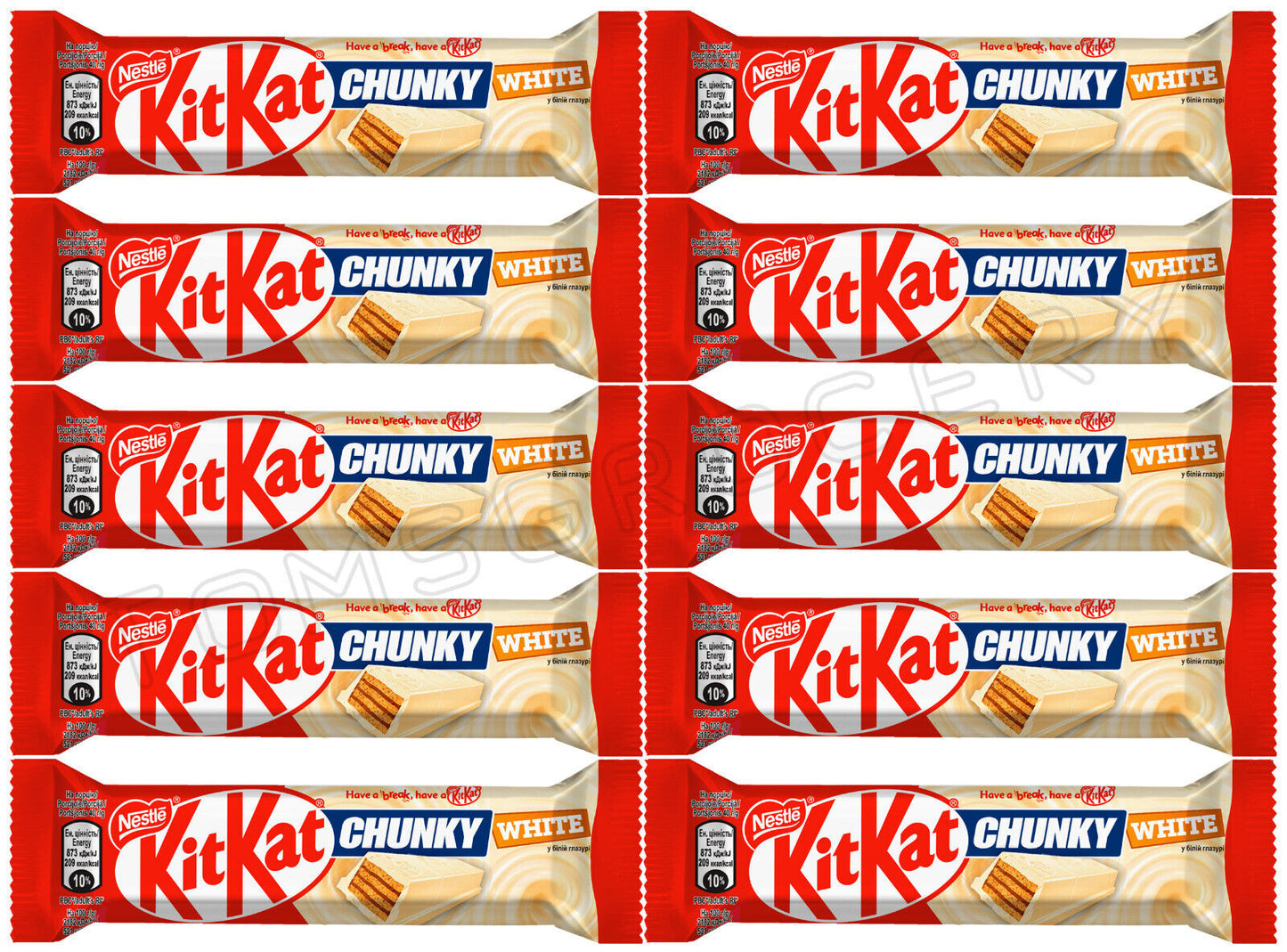 10 KITKAT CHUNKY WHITE Chocolate Bars European Sweets Snacks Candy 40g 1.4oz