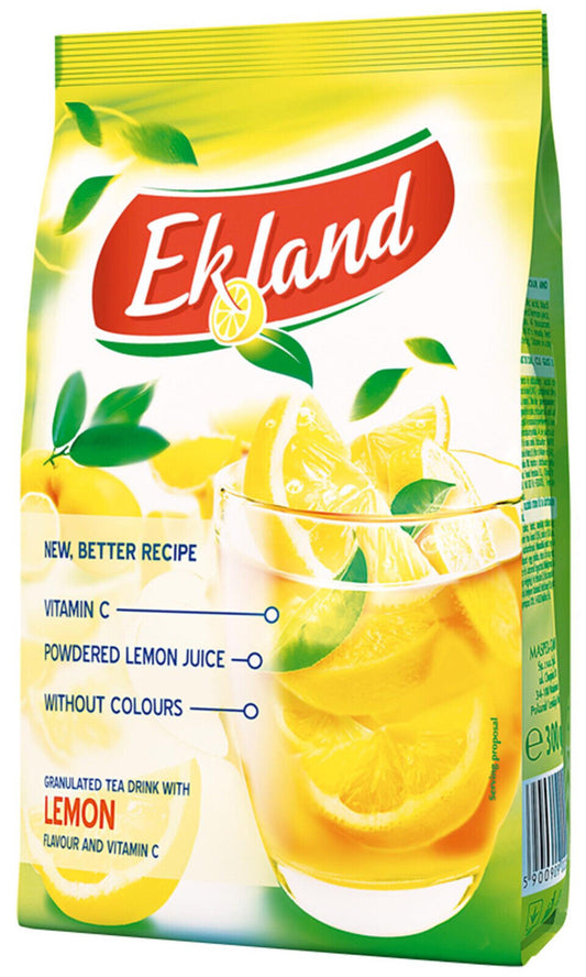 EKOLAND LEMON Flavor Granulated Instant Tea Drink Hot & Cold 300g 10oz