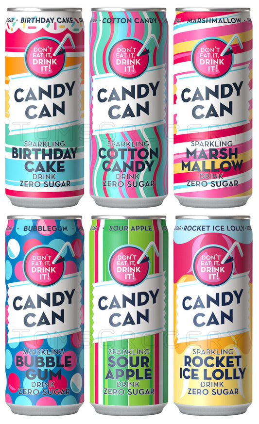 CANDY CAN Sparkling Drink Zero Sugar Novelty Party Flavors Colorful Cans 330ml
