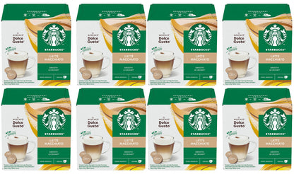 8 STARBUCKS LATTE MACCHIATO Nescafe Dolce Gusto Compatible Coffee Capsules Boxes