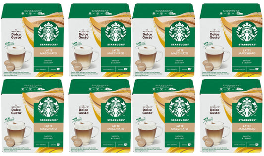 8 STARBUCKS LATTE MACCHIATO Nescafe Dolce Gusto Compatible Coffee Capsules Boxes