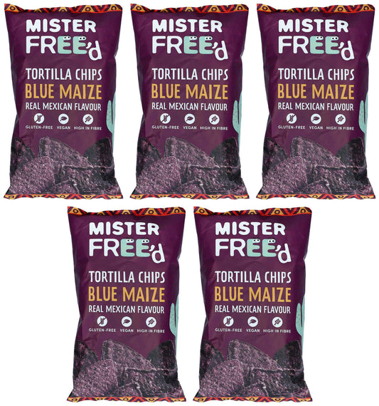 5 MISTER FREED BLUE MAIZE Tortilla Chips Real Mexican Flavor Snacks 135g 4.7oz