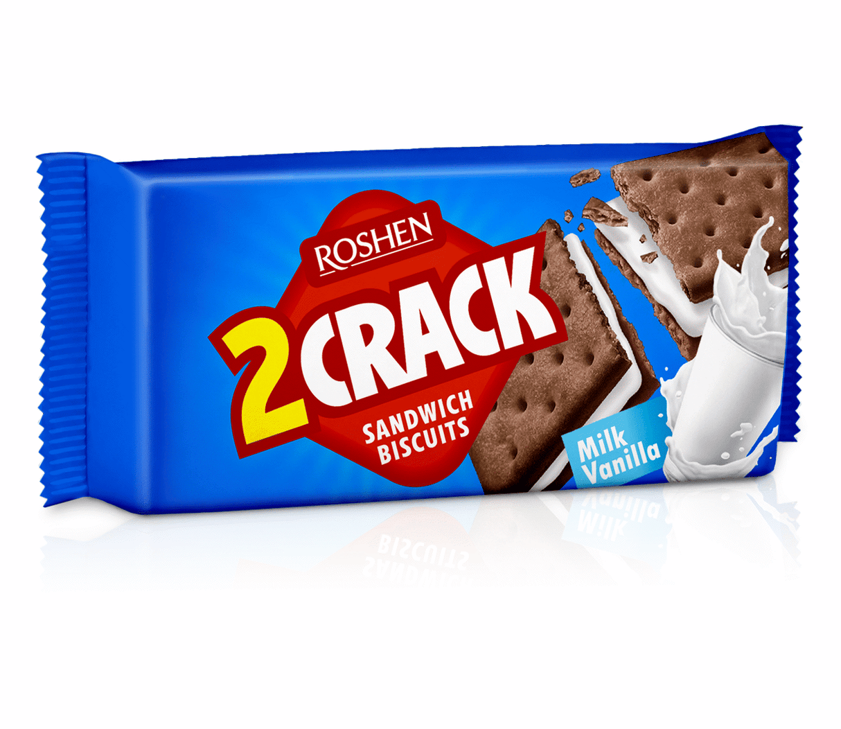 ROSHEN 2CRACK Milk Vanilla Flavor Sandwich Biscuits Cookies 190g