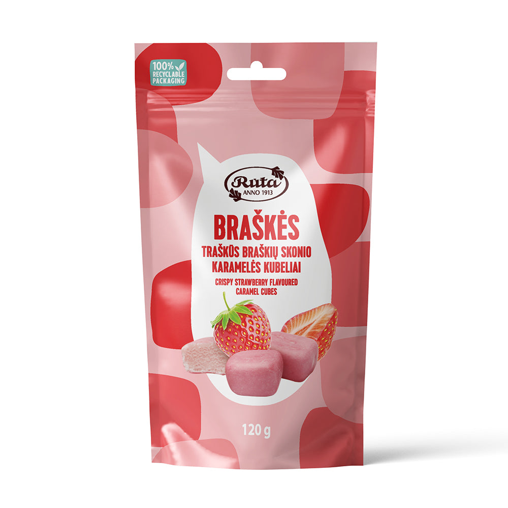 RUTA Crispy Caramel Cubes with Strawberry Chewy Candies 120 g