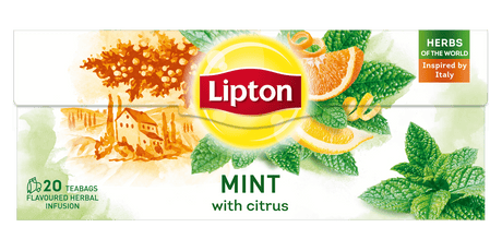 LIPTON CITRUS MINT Herbal Tea with Lemon & Orange Peels 12 x 26g