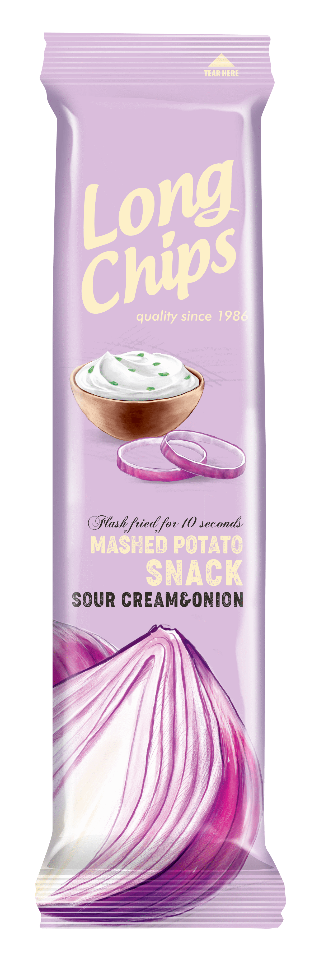 LONG CHIPS SOUR CREAM & ONION Flavor Mashed Potato Snack 75g 2.65oz