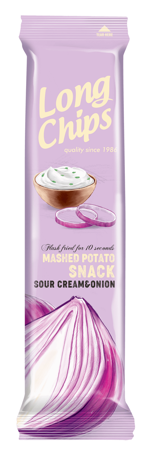LONG CHIPS SOUR CREAM & ONION Flavor Mashed Potato Snack 75g 2.65oz