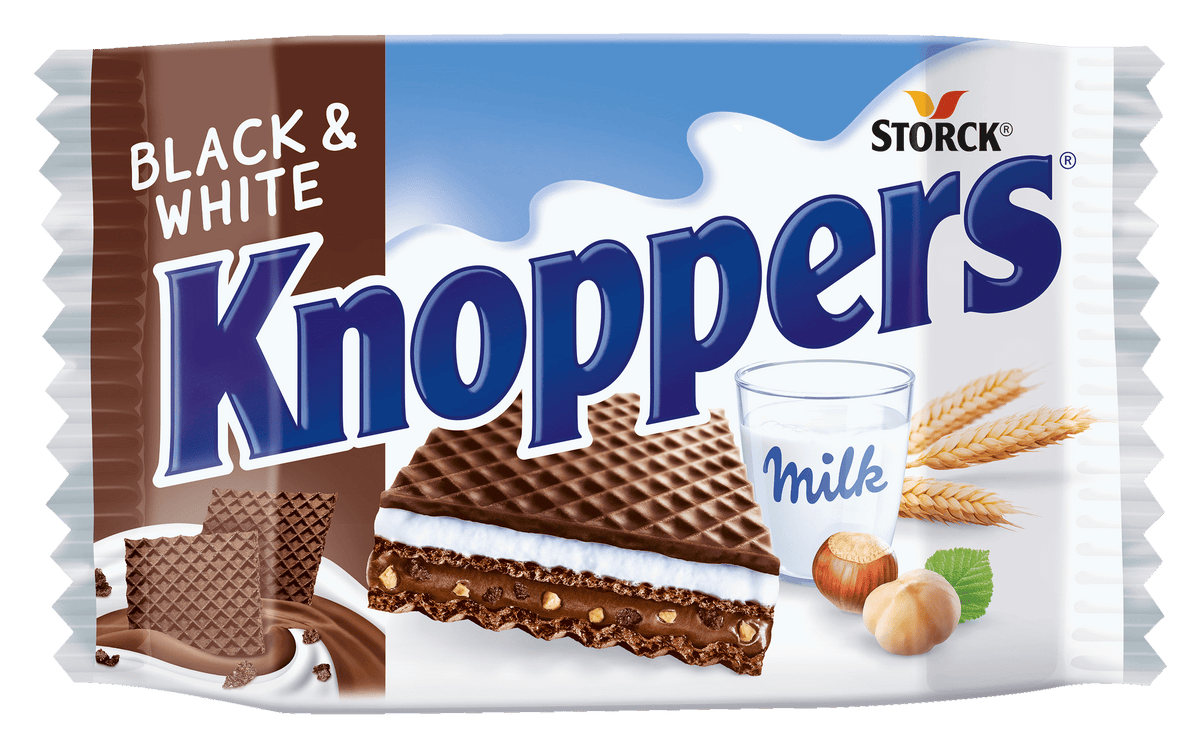 KNOPPERS BLACK & WHITE Crispy Milk Chocolate Wafer 25g