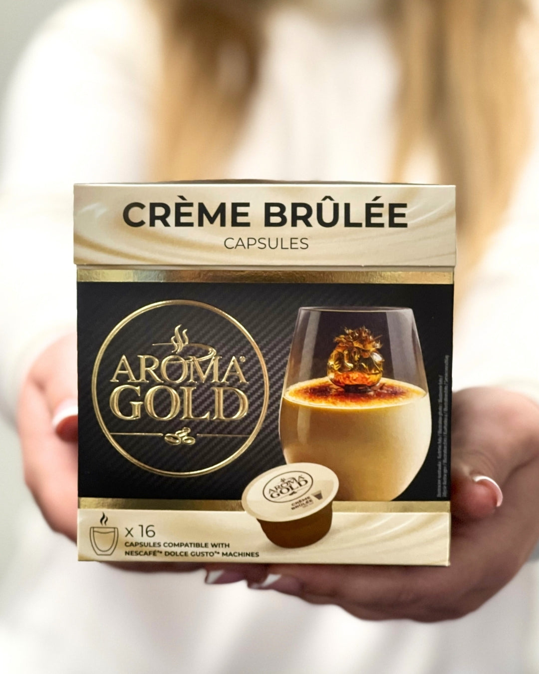 AROMA GOLD CREME BRULEE Flavor Instant Coffee Box Dolce Gusto Capsules 256g