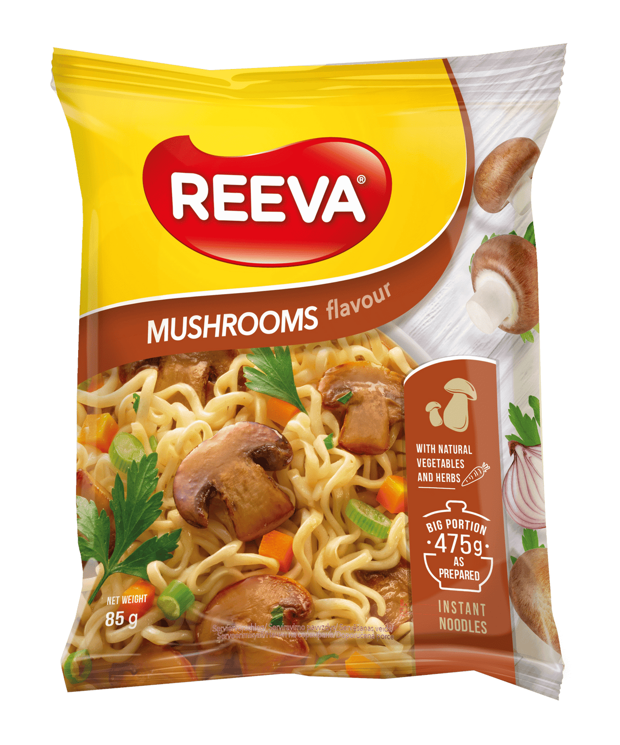 REEVA MUSHROOM Flavor Instant Ramen Noodle Soup Pack (Rollton) 85g 3oz