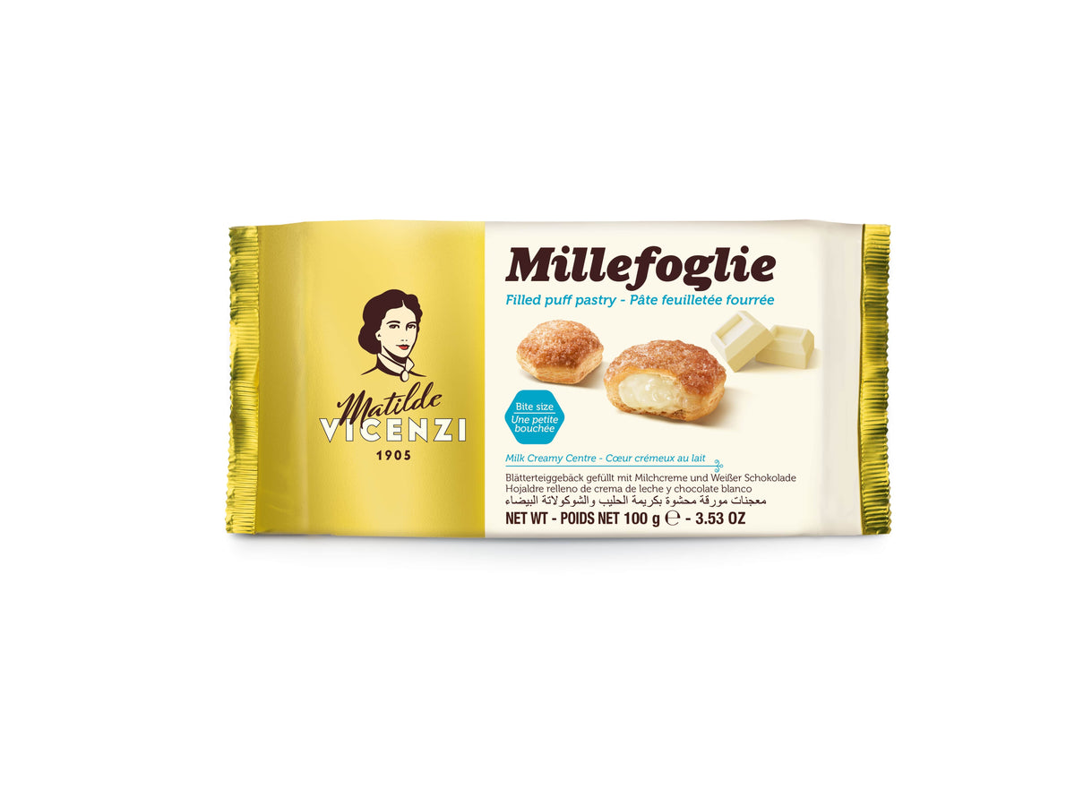 VICENZI Millefoglie Puff Pastry Cookies Filled with Milk Cream 100g