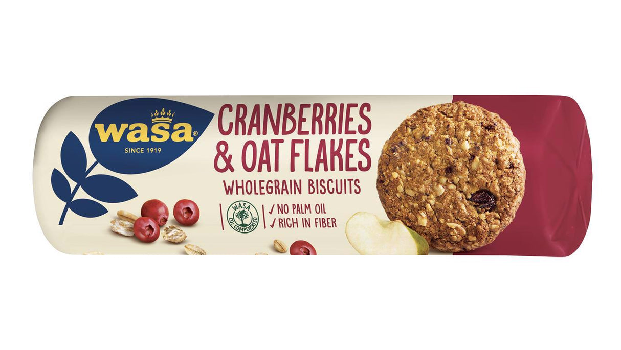 WASA Cranberries & Oat Flakes Wholegrain Biscuits Cookies 250g