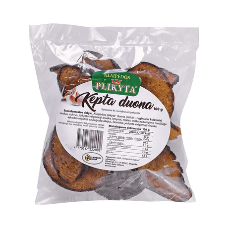 Klaipedos Plikyta Classic Thin Sliced Baked Bread Crisps with Garlic 100g