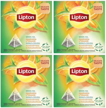 4 LIPTON MANDARIN ORANGE Flavored Green Tea Boxes