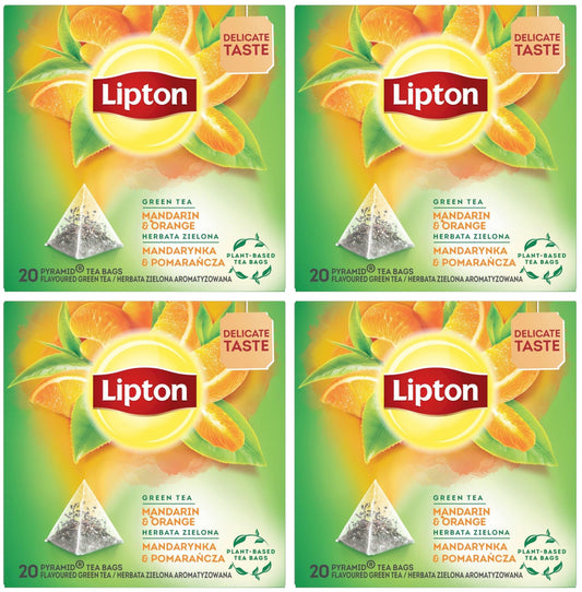 4 LIPTON MANDARIN ORANGE Flavored Green Tea Boxes