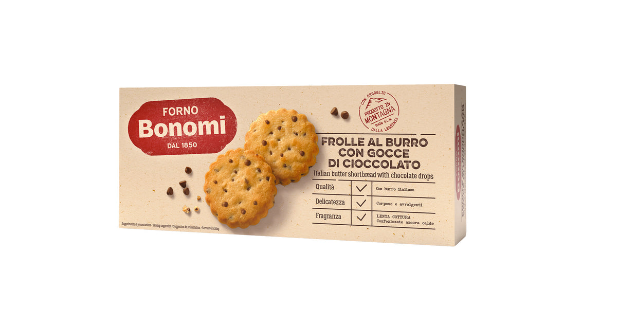 FORNO BONOMI Italian Butter Shortbread Cookies with Chocolate Drops 150g