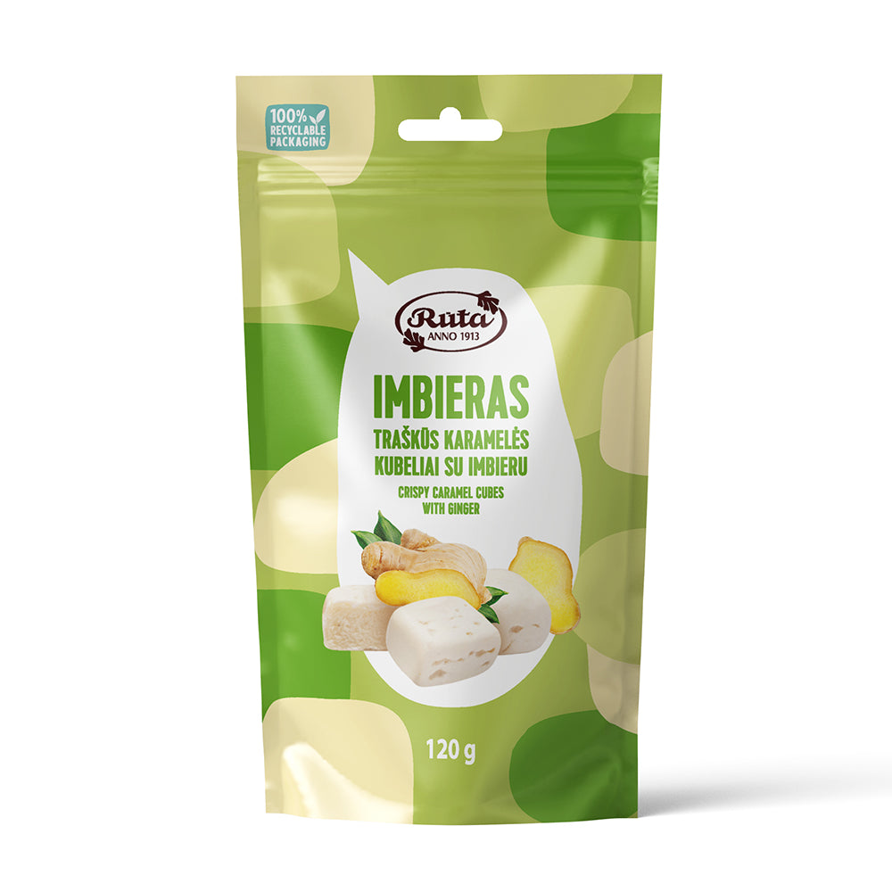 RUTA Crispy Caramel Cubes with Ginger Chewy Candies 120 g