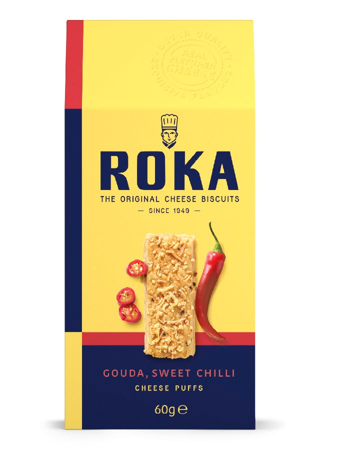 ROKA GOUDA Cheese Puffs with Sweet Chilli Crackers Snacks 60g