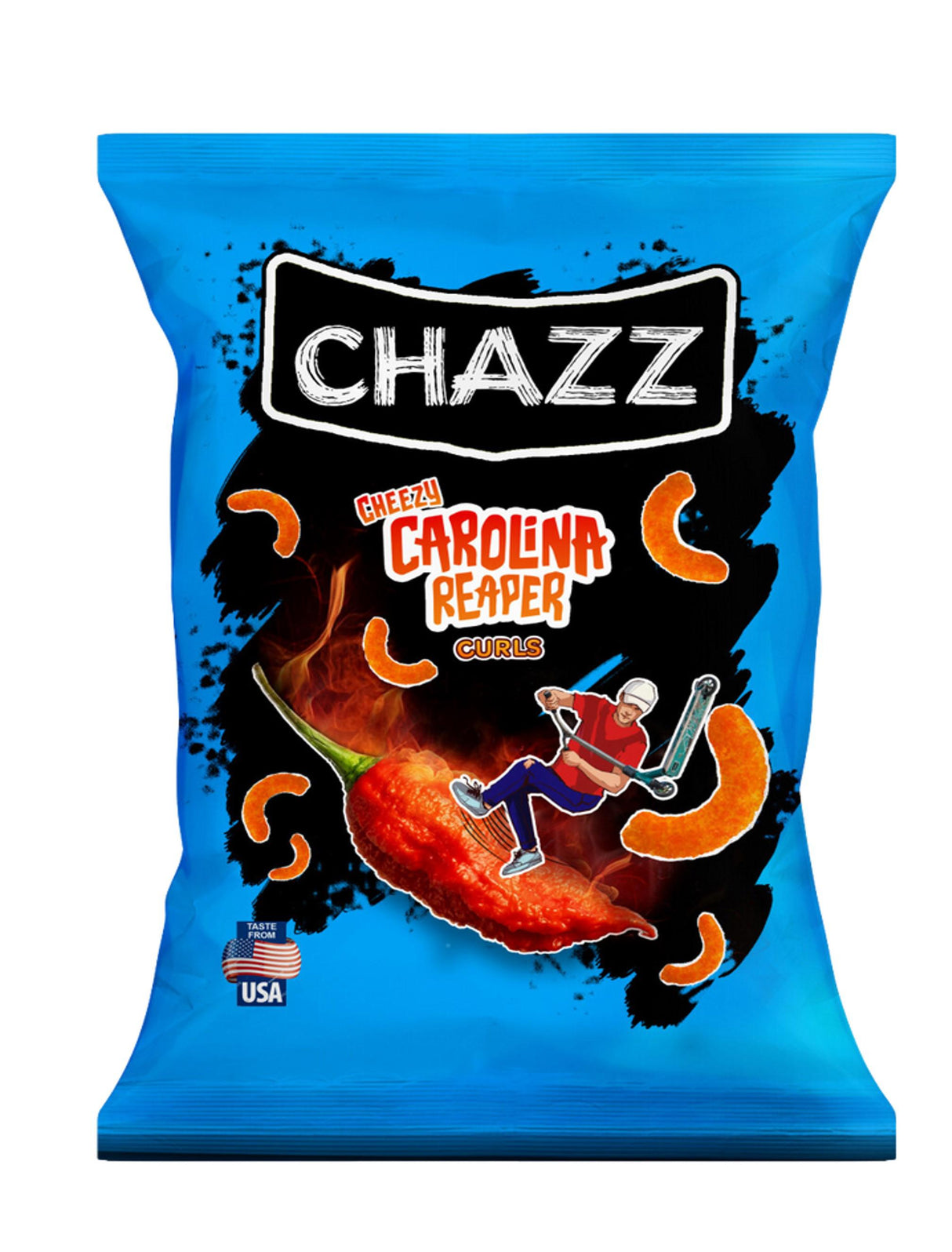 CHAZZ Cheesy Carolina Reaper Curls Puffed Corn Snacks 100g