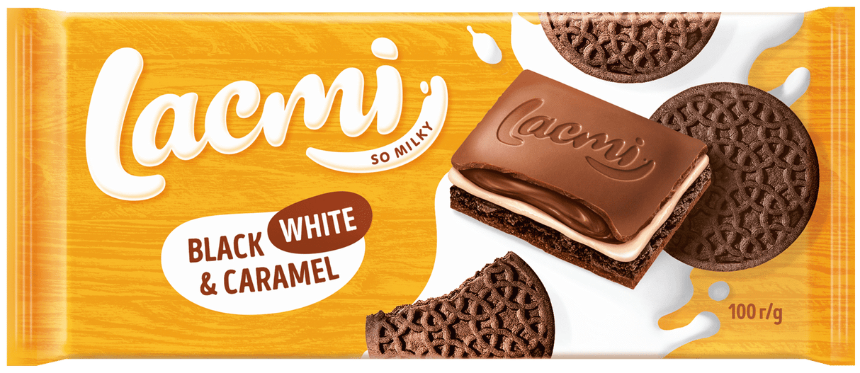 ROSHEN LACMI Black & White Caramel Flavor Chocolate Bar 100g 3.5oz