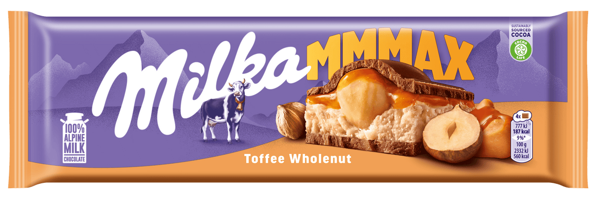 MILKA MMMAX TOFFEE WHOLENUT Flavor Chocolate Bar 300g 10.6oz