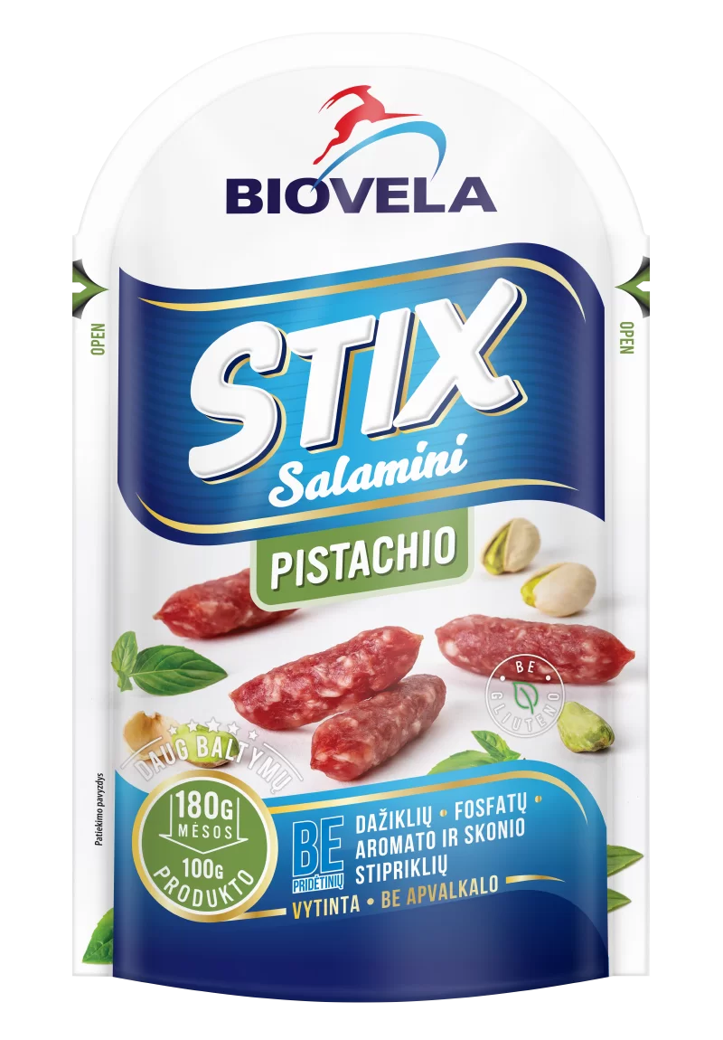 STIX SALAMINI PISTACHIO Cured Mini Pork Sausages 80g