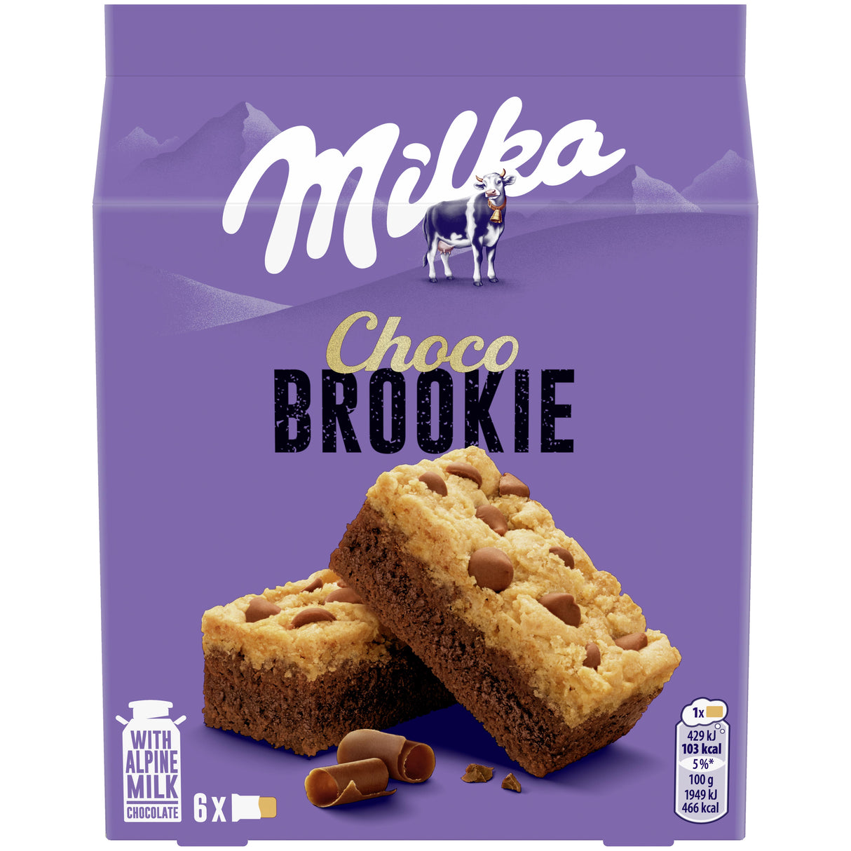 MILKA CHOCO BROOKIE Soft Cookies with Alpine Milk Chocolate Bits 132g