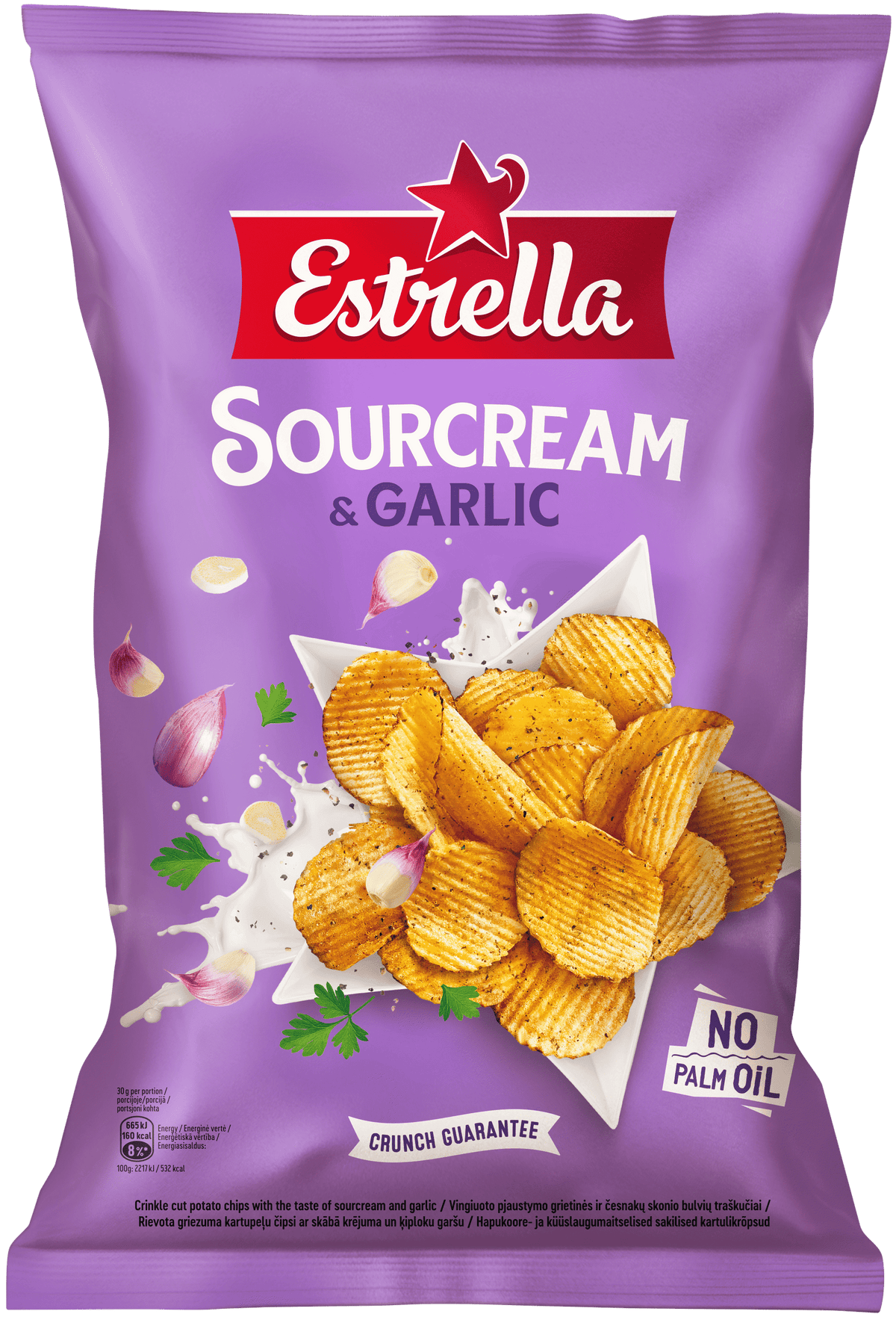 ESTRELLA Sour Cream & Garlic Flavor Potato Chips 350g