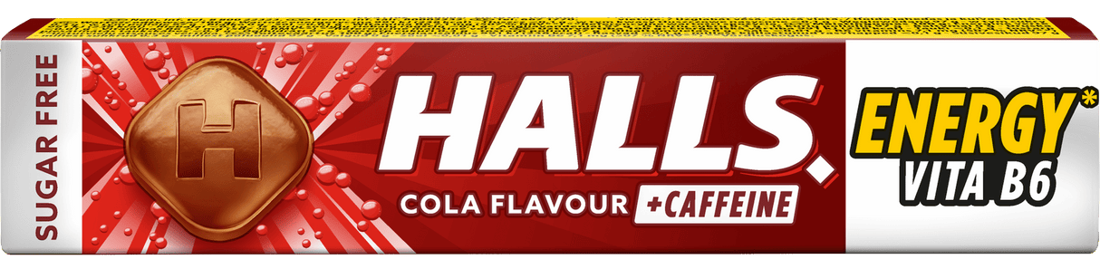 HALLS ENERGY COLA Flavor + Caffeine Sugar Free Pastilles 33.5g