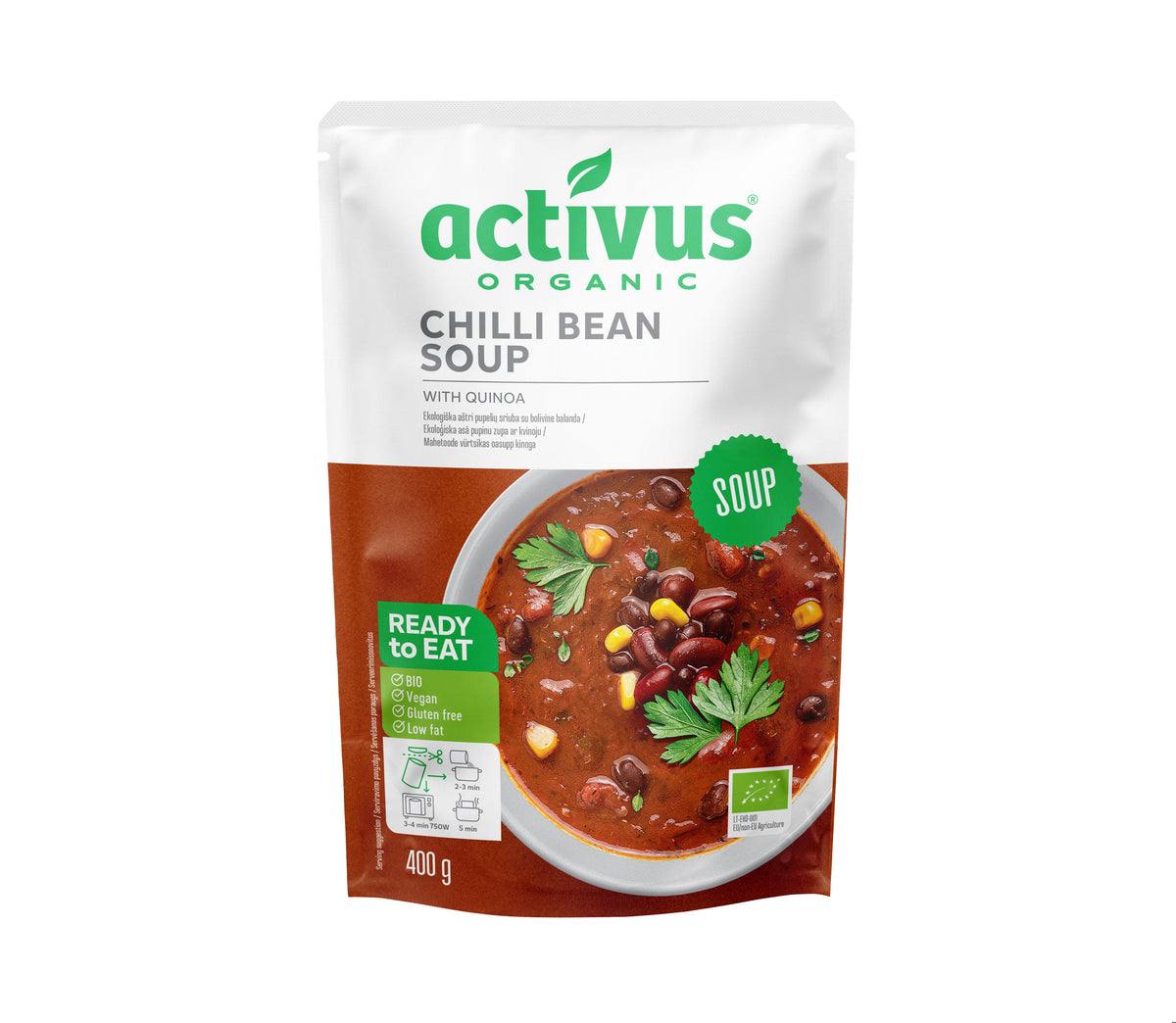ACTIVUS ORGANIC Instant Chilli Bean Soup with Quinoa 400g