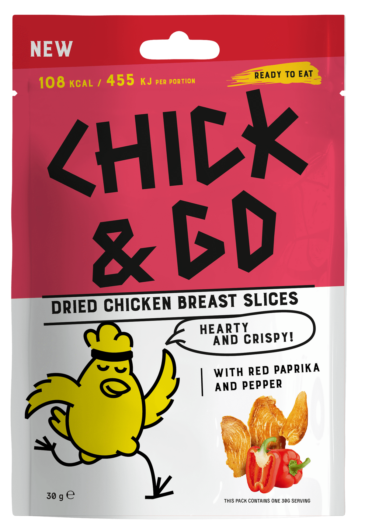CHICK & GO Dried Chicken Jerky Snack with Red Paprika & Pepper 30g