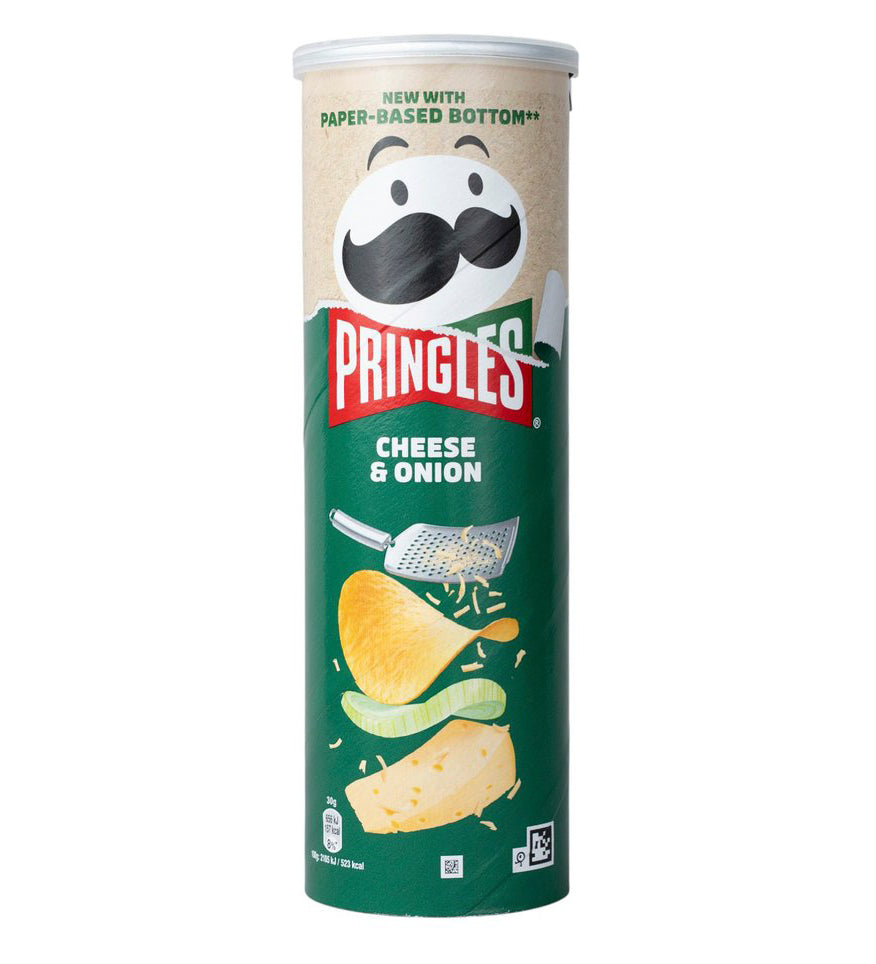 PRINGLES CHEESE & ONION Flavor Potato Chips Paper-Based Bottom Tube 165g
