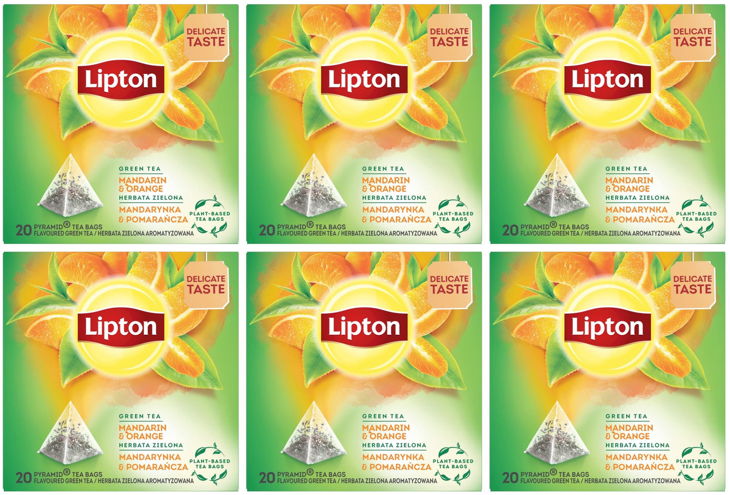 6 LIPTON MANDARIN ORANGE Flavored Green Tea Boxes
