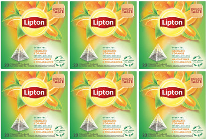 6 LIPTON MANDARIN ORANGE Flavored Green Tea Boxes