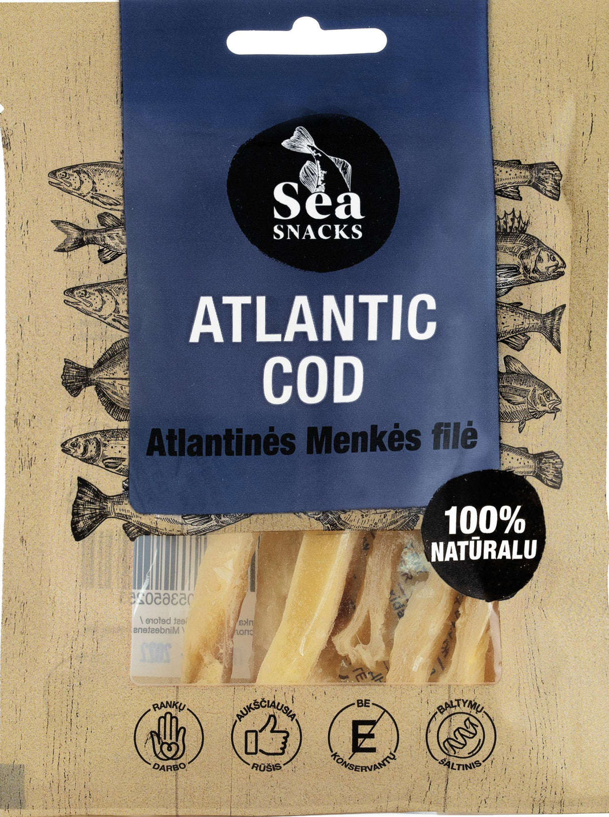 SEA SNACKS ATLANTIC COD 100% Natural Dried Fish Snack 30g
