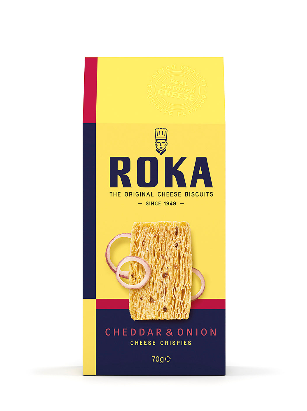 ROKA CHEDDAR Cheese Crispies with Onion Crackers Snacks 70g